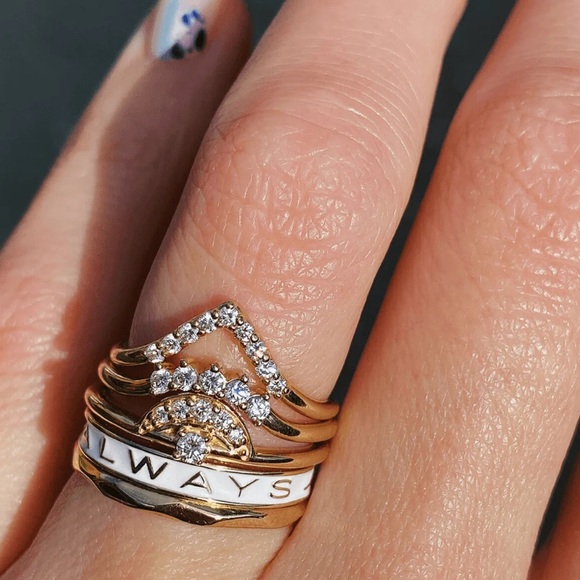 Marrow Fine jewelry 14k yellow gold white enamel size 6 always ring - Picture 3 of 9